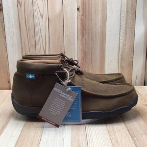 NEW TWISTED X MEN'S WATERPROOF WESTERN DRIVING MOCS BROWN LEATHER Size 13